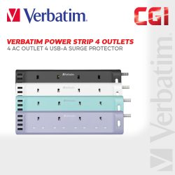 Verbatim 13A 4 AC Outlet 4 USB-A Powers Power Strip Surge Protector (UK)