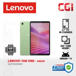 Lenovo 8.7" Tab One ZAF10053MY G85|4GB|64GB|4G LTE|8.7" IPS HD|Android 14|Green Touch Screen Tab with Folio Case