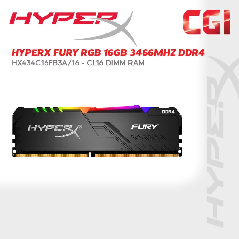 HyperX Fury RGB 16GB 3466MHz DDR4 CL16 DIMM - (HX434C16FB3A/16)