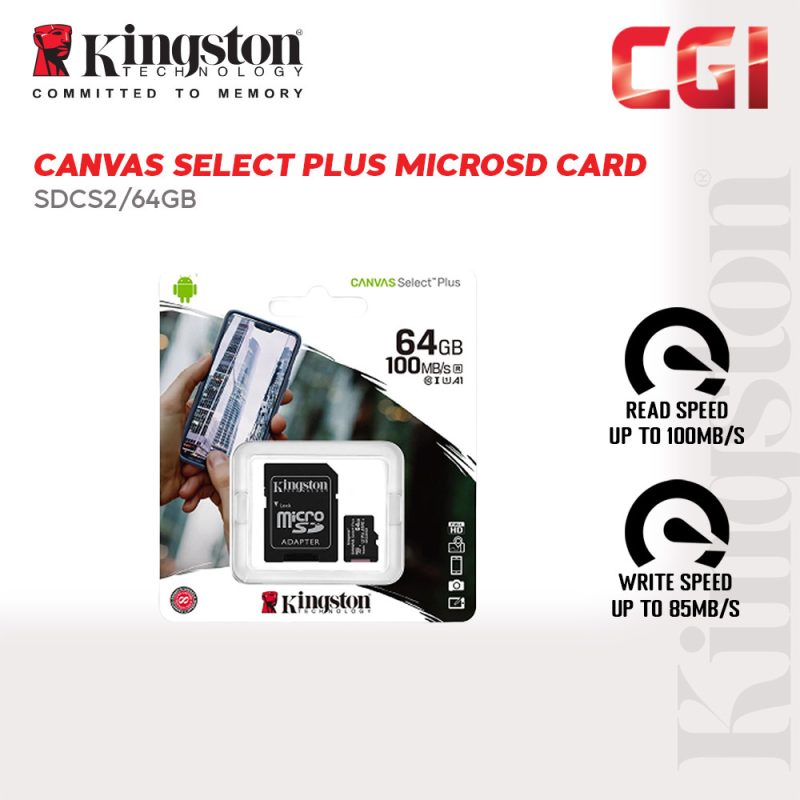 Kingston Canvas Select Plus 64GB Micro SD Card - SDCS2/64GB