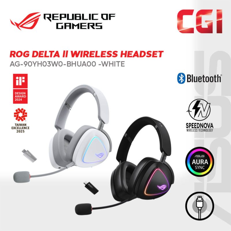 Asus A701 ROG Delta II Speednova Tri-Mode DualFlow Audio 10mm Super-Wideband Mic 110HR Battery Wireless Gaming Headset