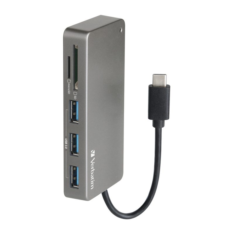 f7a5cf5265d095728711dec817ce9ff4.jpeg Verbatim 65679 5-in-1 USB-C 3.1 & Card Reader Hub - Grey