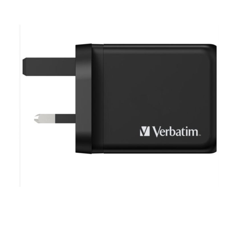 f9e411ed843e49f3b5b302f32c48f2d9.jpeg Verbatim 66716 3 Port 65W PD 3.0 & QC 3.0 GaN Charger - Black