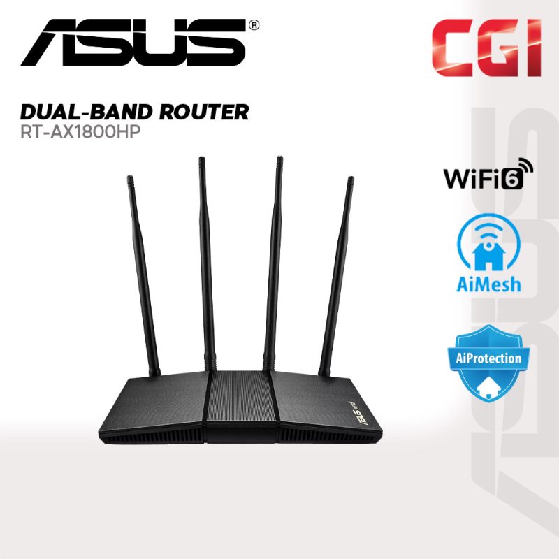 Asus RT-AX1800HP Dual Band WiFi6 AiProtection Classic MU-MIMO OFDMA Mesh System Compatible Router
