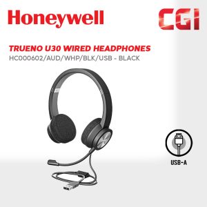 Honeywell Trueno U30 Wired Headphones BLK - HC000602/AUD/WHP/BLK/USB