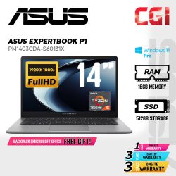Asus 14" ExpertBook P1 (PM1403) Laptop Ryzen R5-7535HS 16GB 512GB FHD Win11Pro 3Y Onsite - PM1403CDA-S60131X