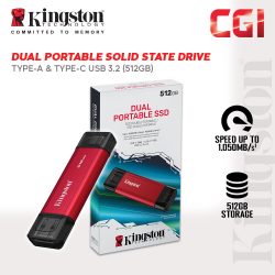 Kingston Dual Portable Solid-State Drive USB 3.2 Gen 2 SPSD/512GB