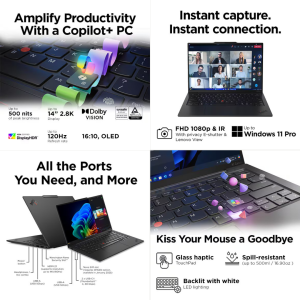 Lenovo 14" ThinkPad X1 Carbon Gen 13 Copilot+ PC Ultra 7 255U 32GB LPDDR5X-8533MT/s 1TB SSD Win11Pro WUXGA 3Y Onsite with Office