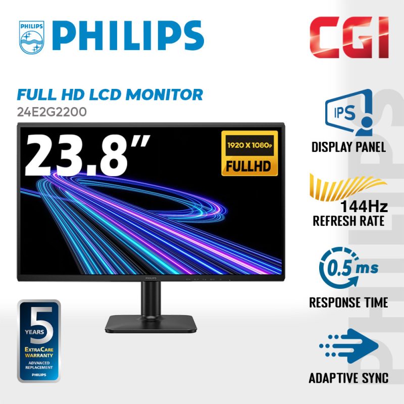 Philips 23.8" 24E2G2200 IPS FHD HDR10 Adaptive-Sync 144Hz 0.5ms LCD Monitor