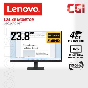 Lenovo 23.8” L24-4e IPS FHD 100Hz 4ms 3-side NearEdgeless Monitor - 68C2KAC1MY