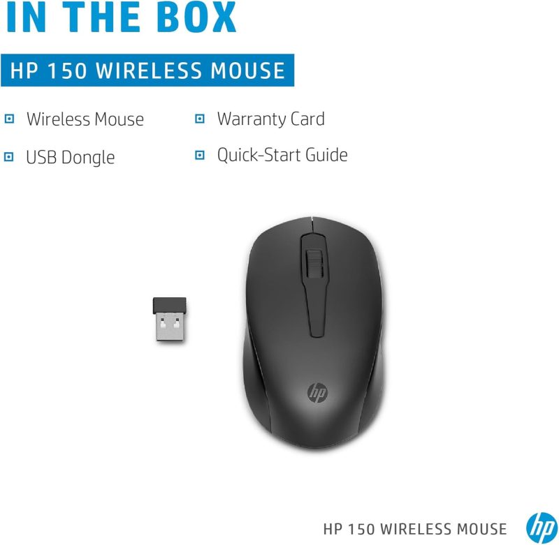 HP 150 2.4GHz 1,600 DPI Wireless Mouse - 2S9L1AA