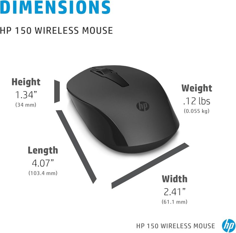 HP 150 2.4GHz 1,600 DPI Wireless Mouse - 2S9L1AA