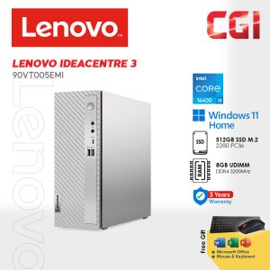 Lenovo Ideacentre i5-14400 Intel UHD 730 Graphics 8GB 512GB Win11Home 3Y Premium Care with Office Desktop PC - 90VT005EMI