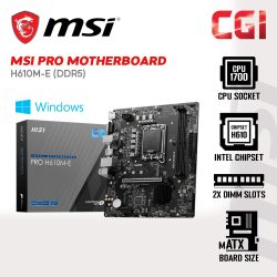 MSI Pro H610M-E DDR5 5600MHz Intel H610 LGA1700 mATX Motherboard