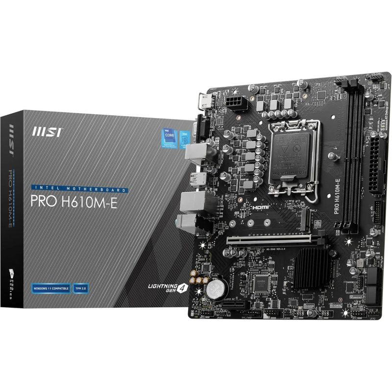 MSI Pro H610M-E DDR5 5600MHz Intel H610 LGA1700 mATX Motherboard