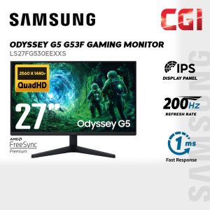 Samsung 27" Odyssey LS27FG530EEXXS IPS G5 G53F QHD HDR10 FreeSync Premium 200Hz 1ms Gaming Monitor