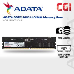 ADATA 32GB DDR5 5600MHz Desktop RAM 1.1V U-DIMM ‎Premier AD5U560032G-S