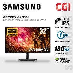 SAMSUNG 32" LS32FG502EEXXS Odyssey G5 G50F QHD HDR10 IPS G-Sync 180Hz 1ms Gaming Monitor