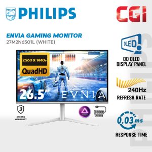 PHILIPS 26.5" Evnia 27M2N6501L QD OLED QHD HDR10 G-Sync 240Hz 0.03ms AmbiGlow Gaming Monitor - White