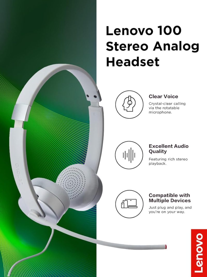 Lenovo 100 VOIP Stereo Analogue Wired Headset - GXD1B60597
