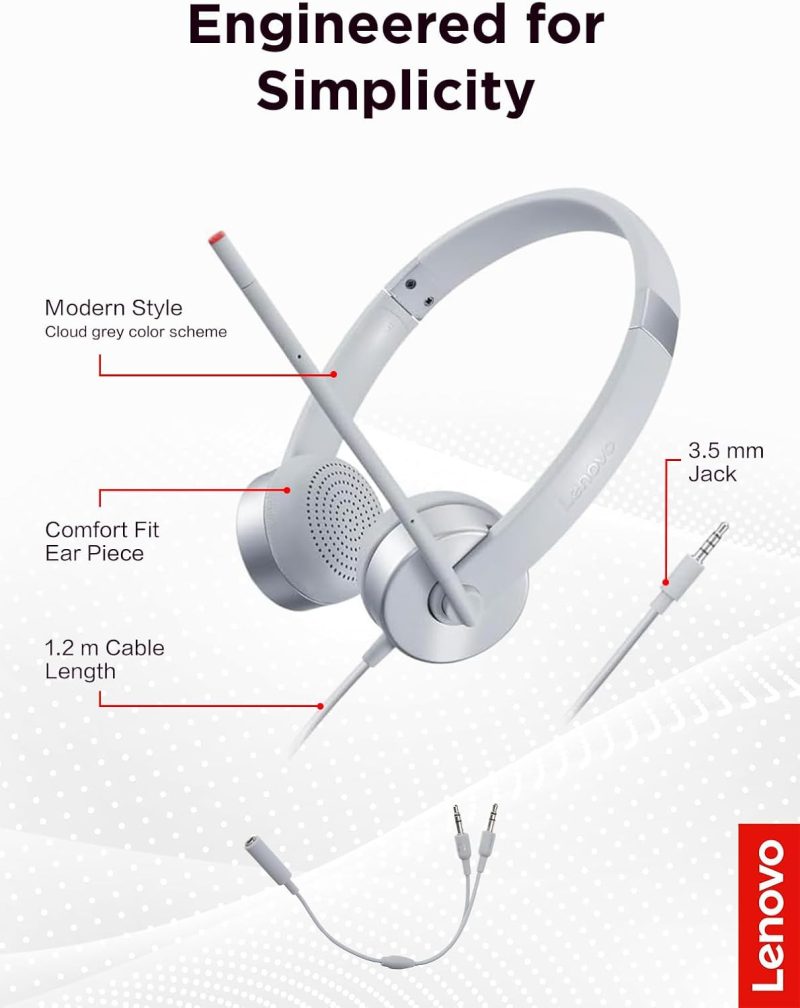 Lenovo 100 VOIP Stereo Analogue Wired Headset - GXD1B60597
