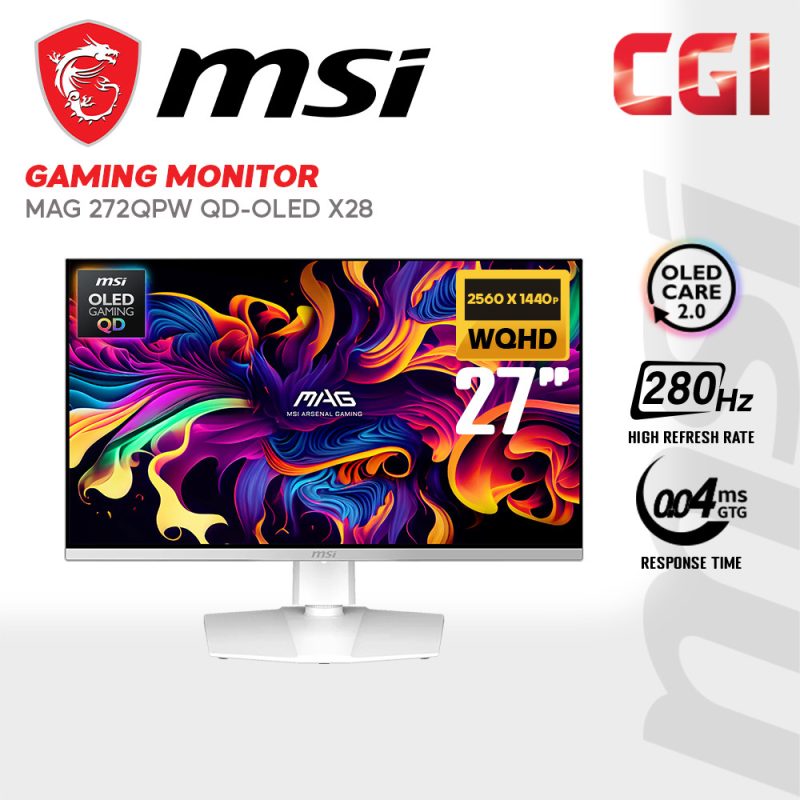 MSI 26.5" MAG 272QPW QD-OLED X28 ( WQHD, QD-OLED, 500Hz, 0.03ms ) Gaming Monitors