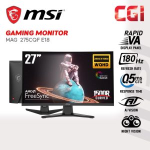 MSI 27" MAG 275CQF E18 ( WQHD, Rapid VA, Adaptive Sync, 180Hz, 0.5ms ) Gaming Monitors