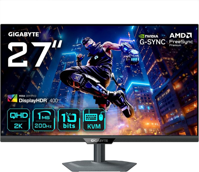 GIGABYTE 27" M27Q2 QD QHD HDR400 IPS G-Sync 200Hz 1ms Ergonomic Gaming Monitor