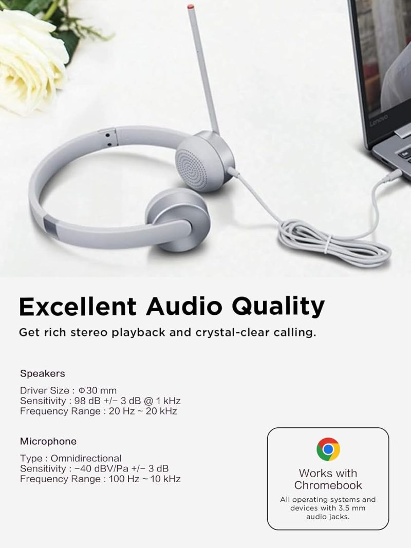 Lenovo 100 VOIP Stereo Analogue Wired Headset - GXD1B60597