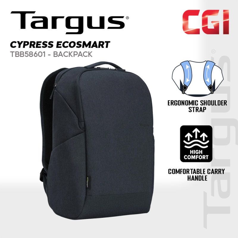 Targus Cypress EcoSmart 15.6" Slim Hero Backpack (Navy) TBB58601GL-71 | 16" Laptop Compartment | Eco-Friendly | Lifetime Warranty
