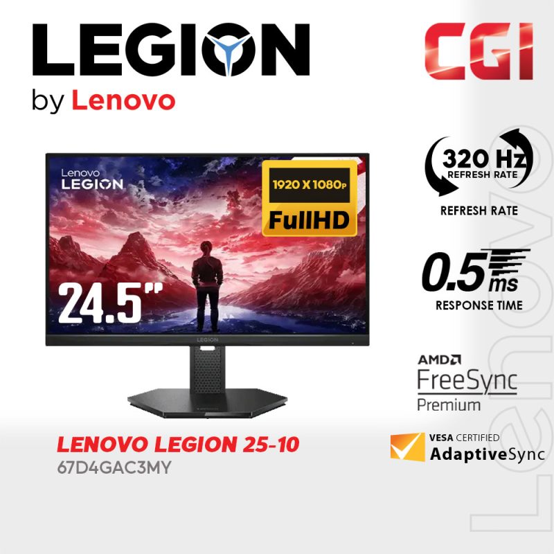 Lenovo Legion 25-10 24.5" Gaming Monitor ( FHD | IPS | HDR10 | AMD FreeSync | GSync | 320Hz | 0.5ms | Ergonomic ) 67D4GAC3MY