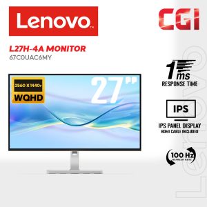 Lenovo 27" L27h-4A ( QHD, 100Hz, 1ms, HDR10, In-Plane Switching, Integrated Speaker ) Gaming Monitor