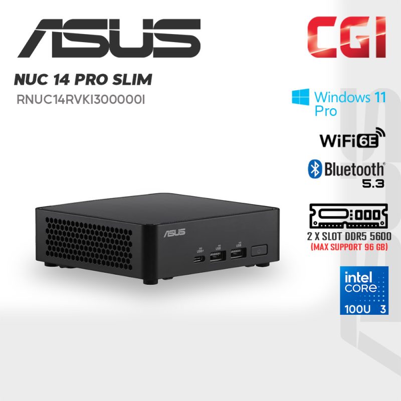 Asus NUC RNUC14RVKI300000I Intel Core 3 Processor 100U Intel Graphics Win11Pro with Office Mini PC