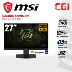 MSI 27" MAG 274QPF E20 ( IPS, WQHD, 200Hz, 0.5ms, G-Sync, Freesync, HDR400 ) Ergonomic Gaming Monitor