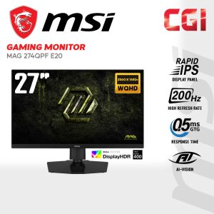 MSI 27" MAG 274QPF E20 ( IPS, WQHD, 200Hz, 0.5ms, G-Sync, Freesync, HDR400 ) Ergonomic Gaming Monitor