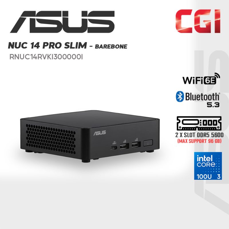 Asus NUC 14 Pro RNUC14RVKI300000I Intel Core 3 Processor 100U Intel Graphics Barebone Mini PC
