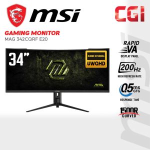 MSI 34" MAG 342CQRF E20 Curved ( Rapid VA, UWQHD, 200Hz, 0.5ms, Adaptive Sync ) Ergonomic Gaming Monitor