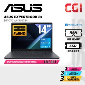 Asus 14" Expertbook B1 B1403CVA Intel i5-1334U 16GB 512GB FHD Win11Pro 3Y Onsite - B1403CVA-S66324