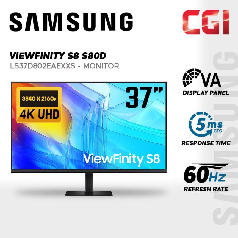 Samsung 37" ViewFinity S8 S80D ( VA, 4K HDR 10, Adaptive Sync, 60Hz, 5ms ) 4K Monitor