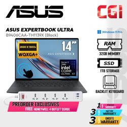 [PREORDER] Asus ExpertBook Ultra B9406CAA (Jet Fog) Ultra X7 358H 32GB 1TB 14" OLED WQXGA+ Touch W11P - B9406CAA-TH1139X