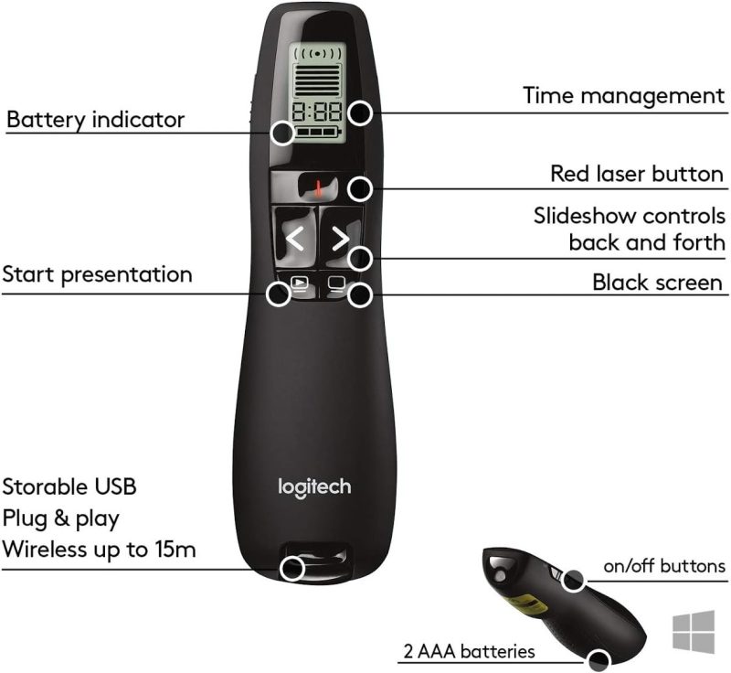 Logitech R800 Laser Presentation Remote with LCD Display