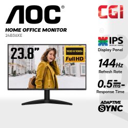 AOC 23.8" 24B36XE ( IPS, FHD, Adaptive Sync, 144Hz, 0.5ms ) Frameless Monitor