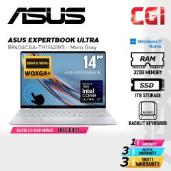 [PREORDER] Asus ExpertBook Ultra B9406CAA (Morn Grey) Laptop Ultra X7 358H 32GB 1TB 14" WQXGA+ OLED Touch W11Home - B9406CAA-TH1142WS