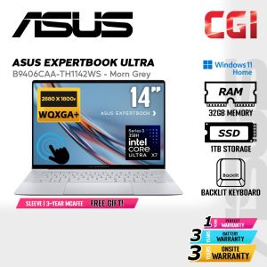 88eadc86c073f2b3ee4f3c3e20564c98.jpeg Asus ExpertBook Ultra B9406CAA (Morn Grey) Laptop Ultra X7 358H 32GB 1TB 14" WQXGA+ OLED Touch W11Home - B9406CAA-TH1142WS