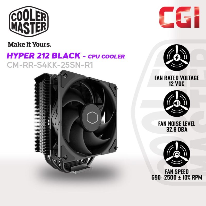 Cooler Master Hyper 212 Black CPU Air Cooler - RR-S4KK-25SN-R1