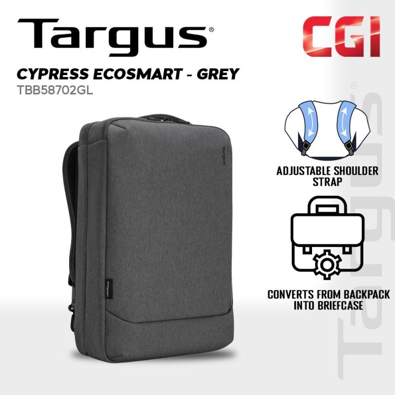Targus 15.6" Cypress Convertible Backpack with EcoSmart in Grey - TBB58702GL