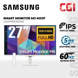 Samsung 27" M5 M50F LS27FM501EEXXS ( IPS, FHD, HDR10, 60Hz, 5ms, Tizen OS ) Smart Monitor with Speaker