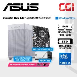 Prime Bi5 Intel i5 14th Gen Office PC ( Intel Core i5 / 16GB RAM / 512GB SSD / Windows 11 Pro ) with Office - White Casing