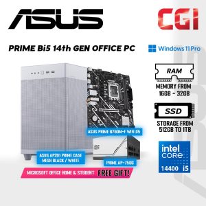 Prime Bi5 Intel i5 14th Gen Office PC ( Intel Core i5 / 16GB RAM / 512GB SSD / Windows 11 Pro ) with Office - White Casing