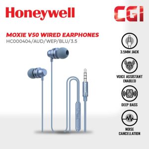 Honeywell Moxie V50 Wired In-Ear Earphones (Blue) - HC000404/AUD/WEP/BLU/3.5